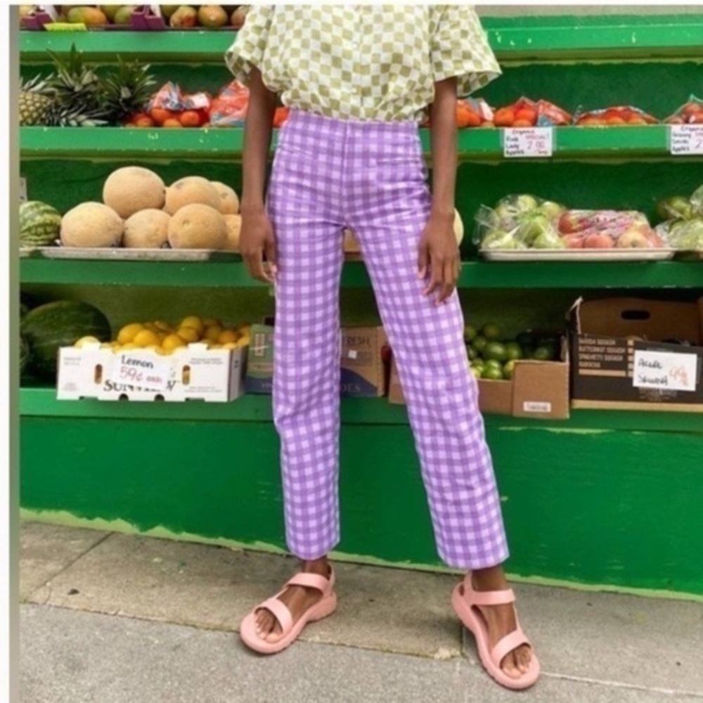 ✅ Holiday by Emma Mulholland Pants Kokomo Checkered in Purple
